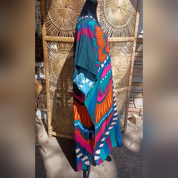 Colorful Butterfly Patterned Bohemian Kaftan Dress_One Size Fits Most_Large - Picture 7 of 7
